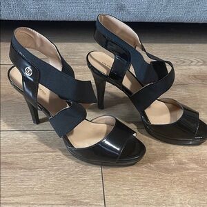 Liz Claiborne Glossy Black Strappy Heels